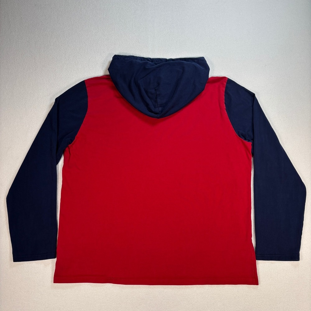 Polo Ralph Lauren Hoodie Men's XL Red Navy Colorblock 100% Cotton Drawstring - Picture 2 of 16